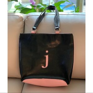 XOXO PINK & BLACK “J” Initial Tote Bag